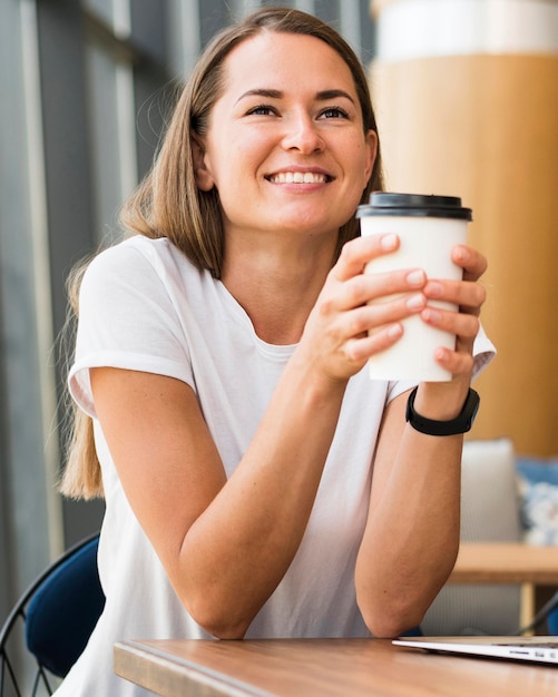 Portrait of happy woman smiling