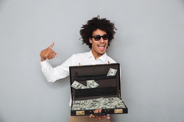 Portrait of a happy young afro american man