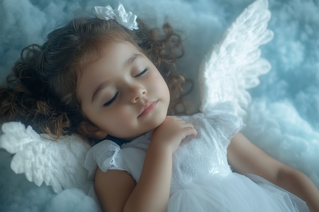 Free photo portrait of human being depicted with angel wings