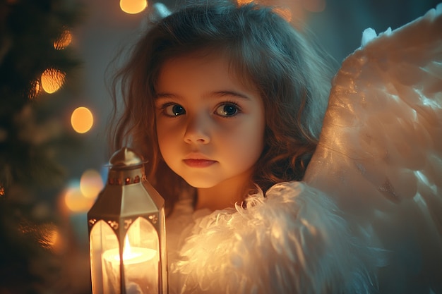 Free Photo portrait of human being depicted with angel wings