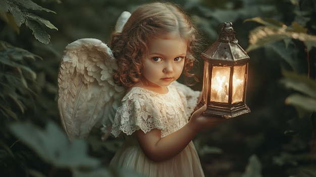 Free photo portrait of human being depicted with angel wings