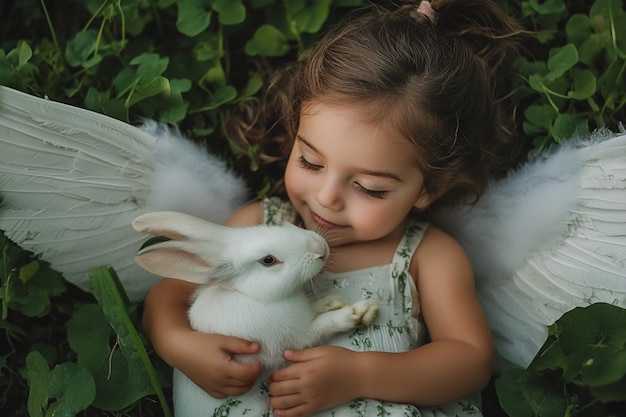 Free Photo portrait of human being depicted with angel wings