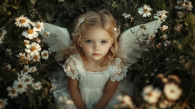 Free Photo portrait of human being depicted with angel wings