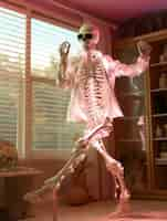 Free photo portrait of human skeleton dancing