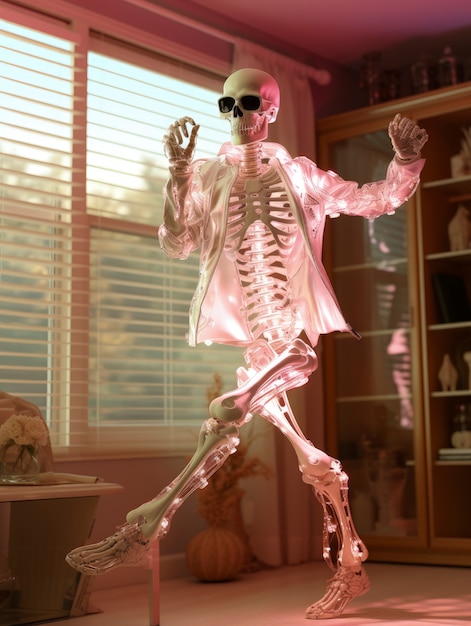 Free Photo portrait of human skeleton dancing