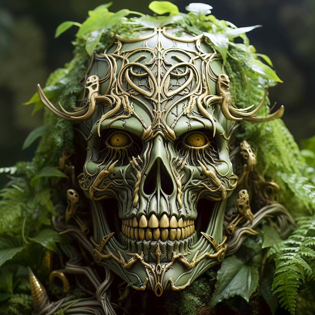 Free Photo portrait of human skeleton skull with vegetation