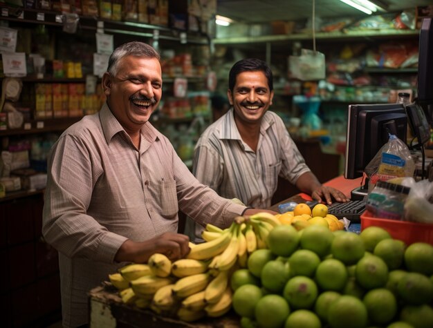 Portrait of indian man in bazaar