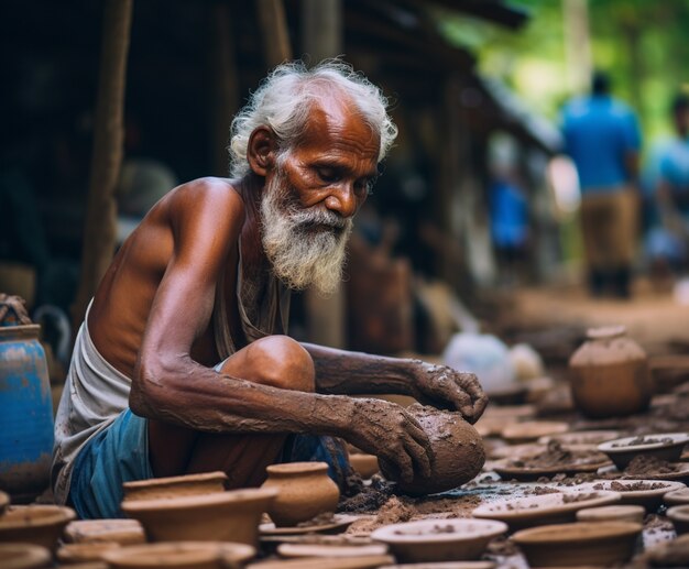 Portrait of indian man in bazaar