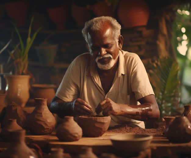 Portrait of indian man in bazaar