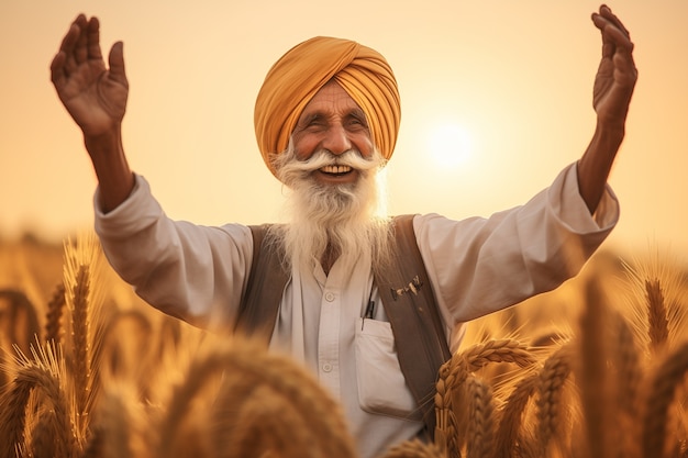 Portrait of indian man celebrating baisakhi festival