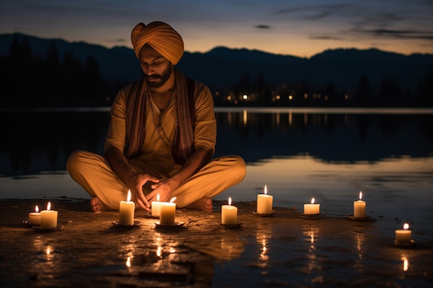 Portrait of indian man celebrating baisakhi festival