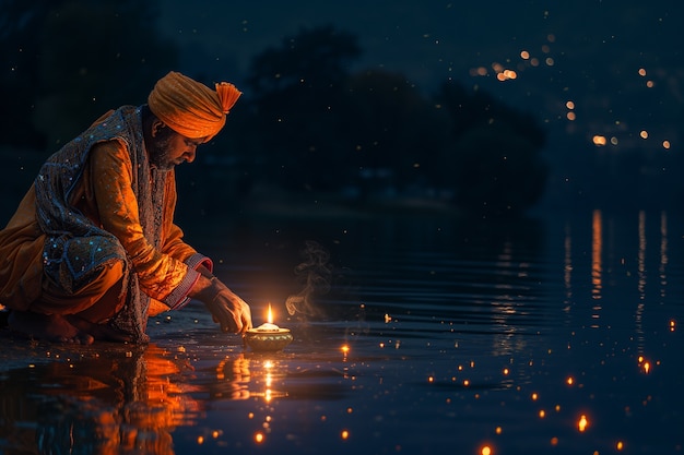 Portrait of indian man celebrating baisakhi festival