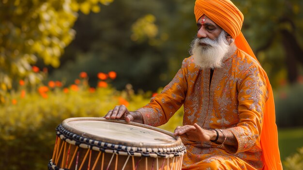 Portrait of indian man celebrating baisakhi festival