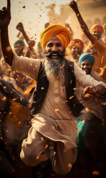 Free Photo portrait of indian man celebrating baisakhi festival