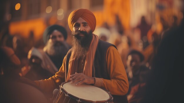 Portrait of indian man celebrating baisakhi festival