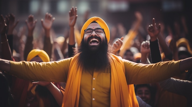 Free photo portrait of indian man celebrating baisakhi festival