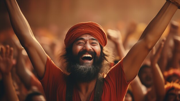 Portrait of indian man celebrating baisakhi festival