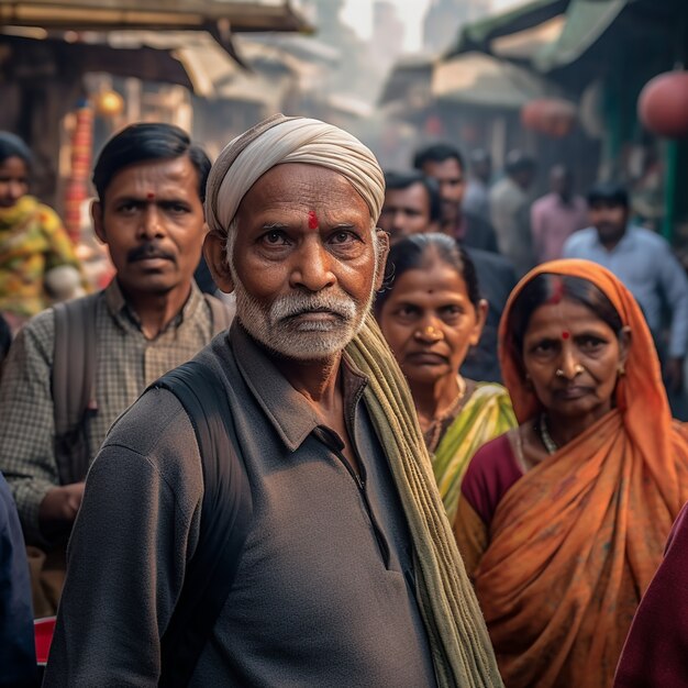 Portrait of indian people in bazaar