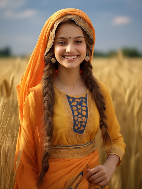 Free photo portrait of indian people celebrating baisakhi festival