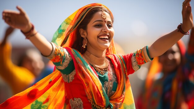 Free Photo portrait of indian people celebrating baisakhi festival