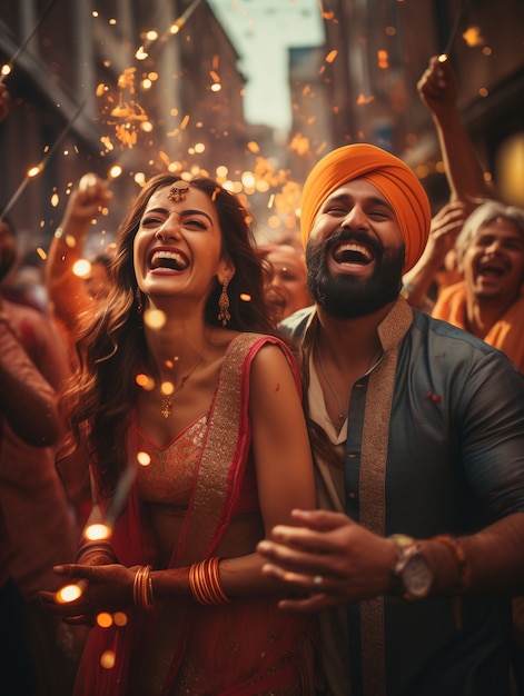 Free Photo portrait of indian people celebrating baisakhi festival