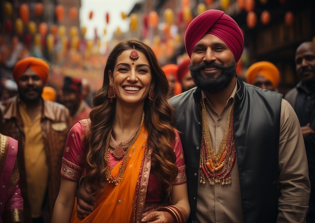 Free Photo portrait of indian people celebrating baisakhi festival