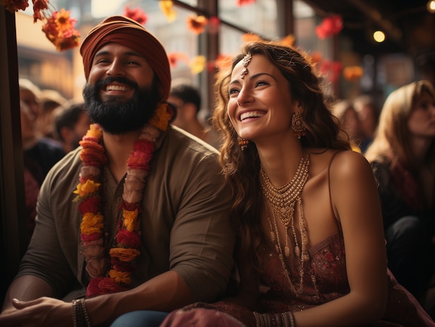 Free photo portrait of indian people celebrating baisakhi festival