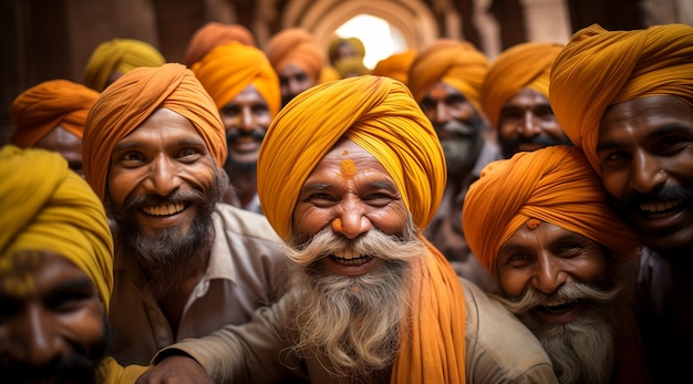 Free photo portrait of indian people celebrating baisakhi festival