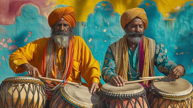 Free photo portrait of indian people celebrating baisakhi festival