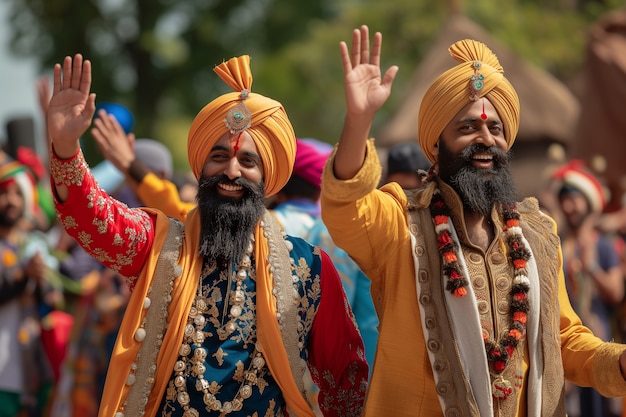 Free photo portrait of indian people celebrating baisakhi festival