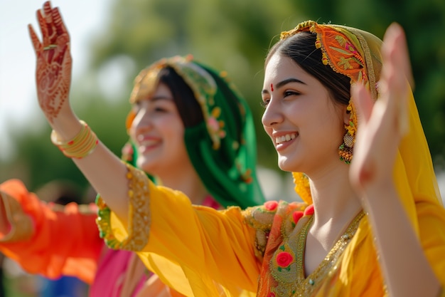 Free photo portrait of indian people celebrating baisakhi festival