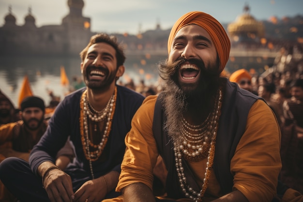 Free photo portrait of indian people celebrating baisakhi festival