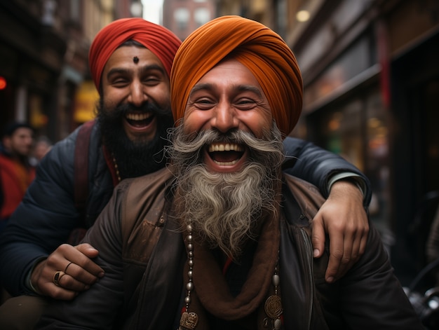 Free photo portrait of indian people celebrating baisakhi festival