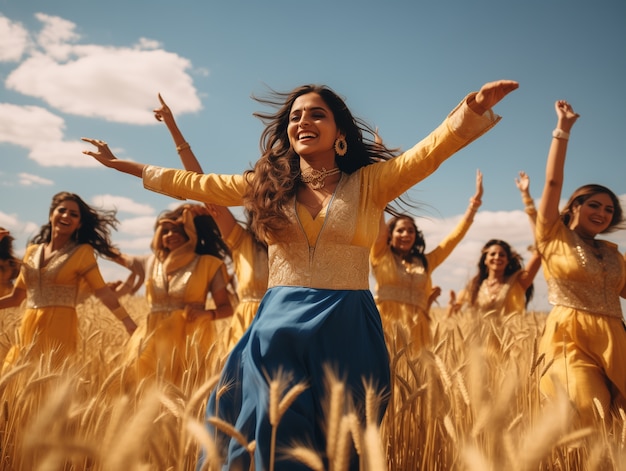 Free photo portrait of indian people celebrating baisakhi festival