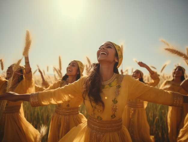 Free photo portrait of indian people celebrating baisakhi festival