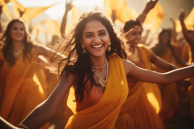 Free Photo portrait of indian people celebrating baisakhi festival