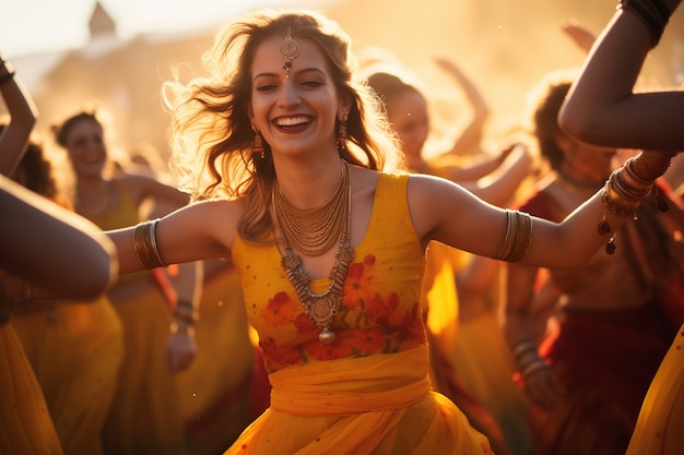 Free photo portrait of indian woman celebrating baisakhi festival