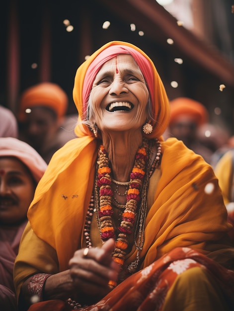 Free Photo portrait of indian woman celebrating baisakhi festival