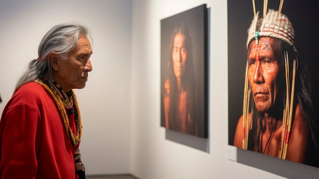 Free Photo portrait of indigenous person integrated into modern life