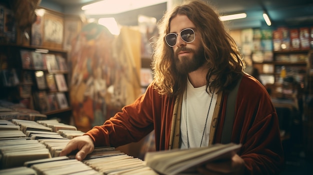 Free Photo portrait of jesus in modern world doing contemporary things