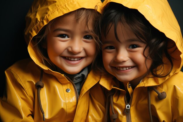 Portrait of kids wearing yellow