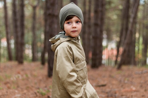 Portrait of little boy in autumn