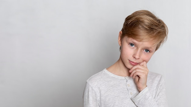 Portrait of little boy with copy space