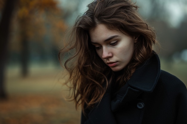 Free photo portrait of lonely sad woman