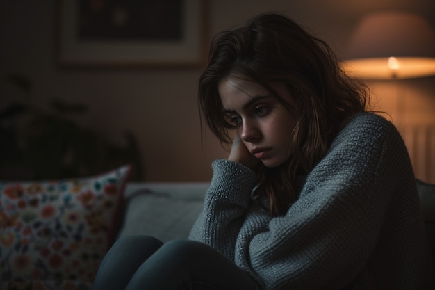 Free Photo portrait of lonely sad woman