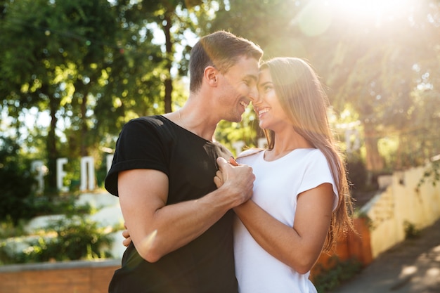 Portrait of a lovely young couple in love