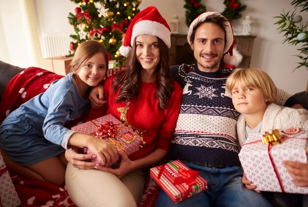 Portrait of loving family at Christmas