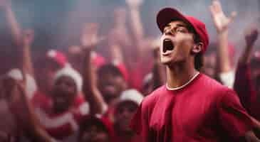 Free photo portrait of male baseball player with fans