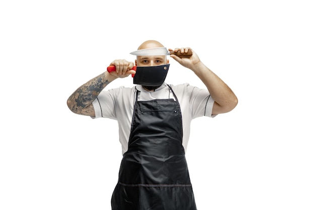 Free photo portrait of a male chef cook isolated on white