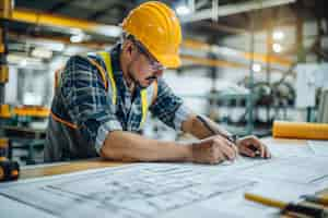 Free photo portrait of male engineer working in the field for engineers day celebration